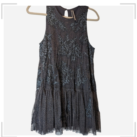 Pre-owned Anthropologie Navy and Teal Lace Tank Top - Picture 6 of 6